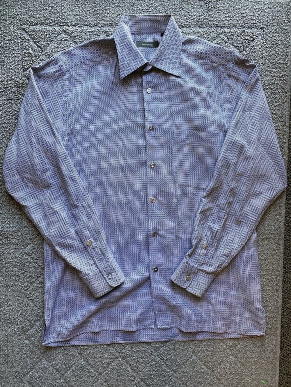 Ermenegildo Zegna Button Down Square Print Sport Shirt L